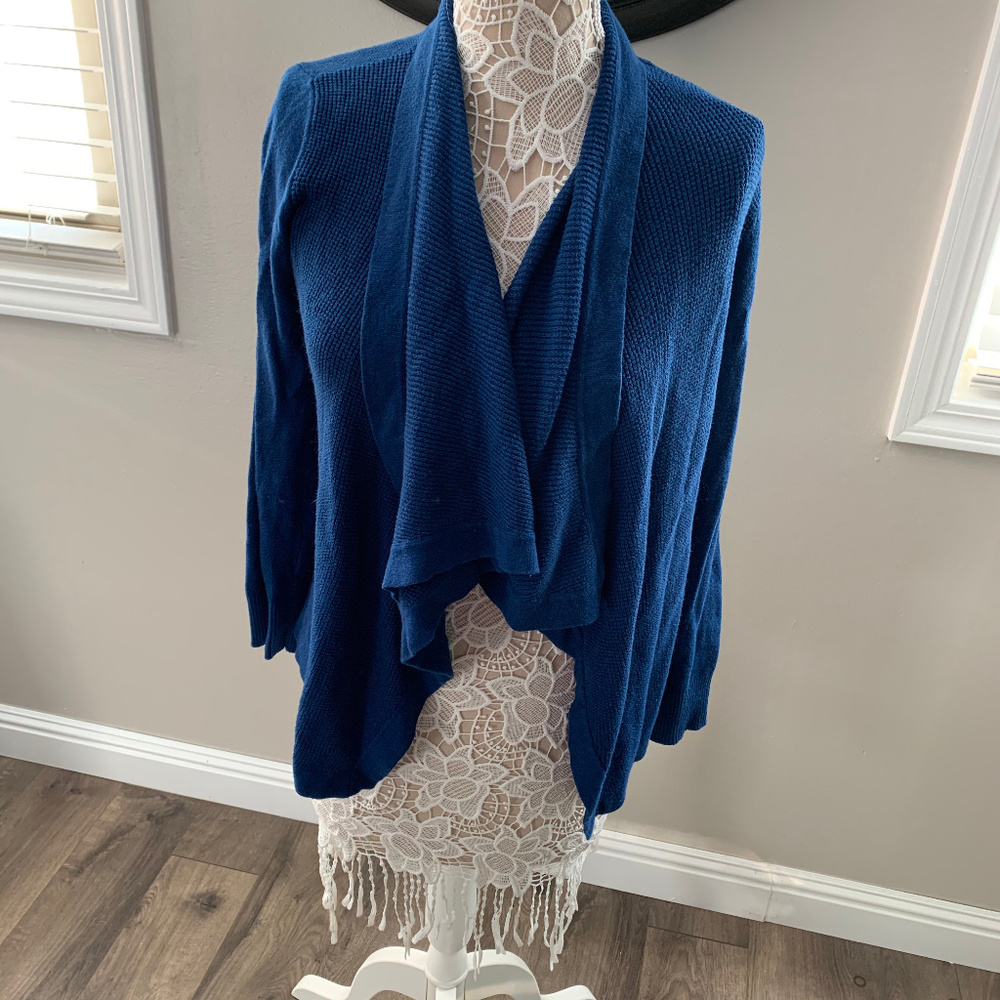 Stylus Ladies Royal Blue Open Cardigan Sweater Size M